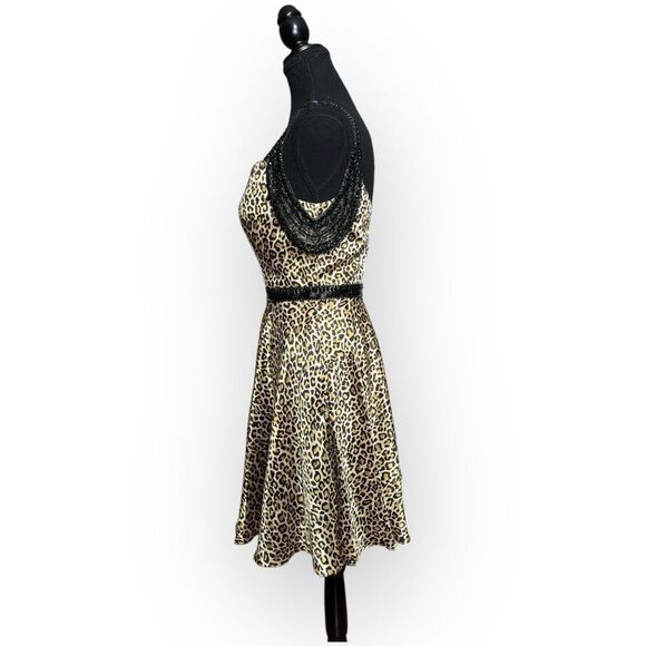 NWT Sample Womens Leopard Print Mini Dress Brown Black Size 4 - Picture 9 of 12